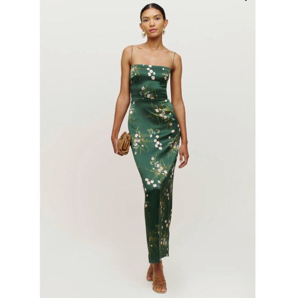 Reformation Frankie Silk Dress in Buena